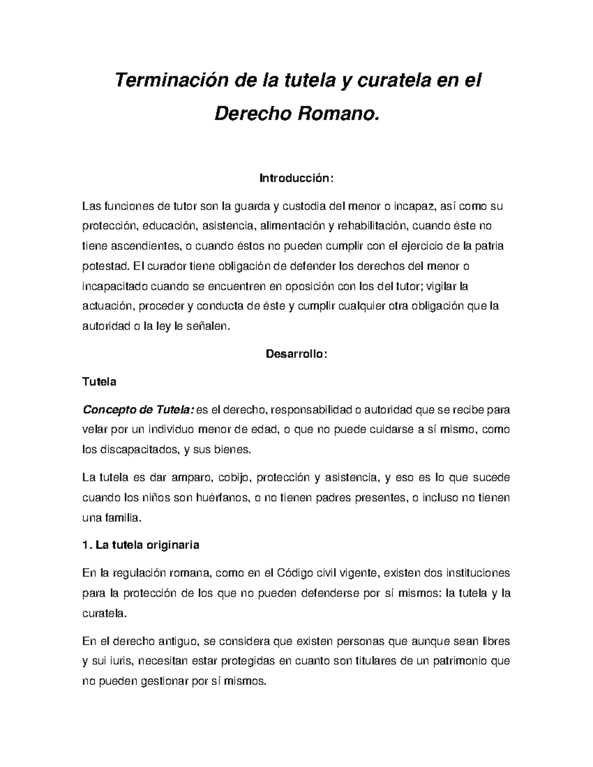 Terminación De La Tutela Y Curatela En El Derecho Romano - Introducción ...