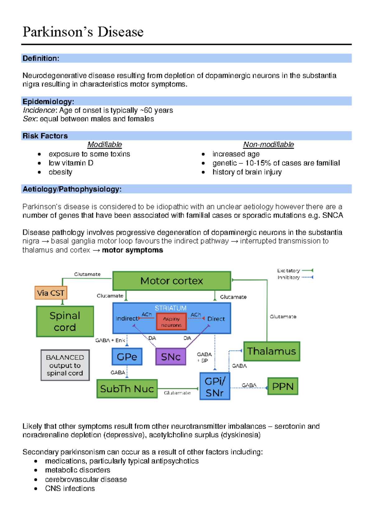 Parkinson s Disease - Key pathology summary - Parkinson’s Disease ...