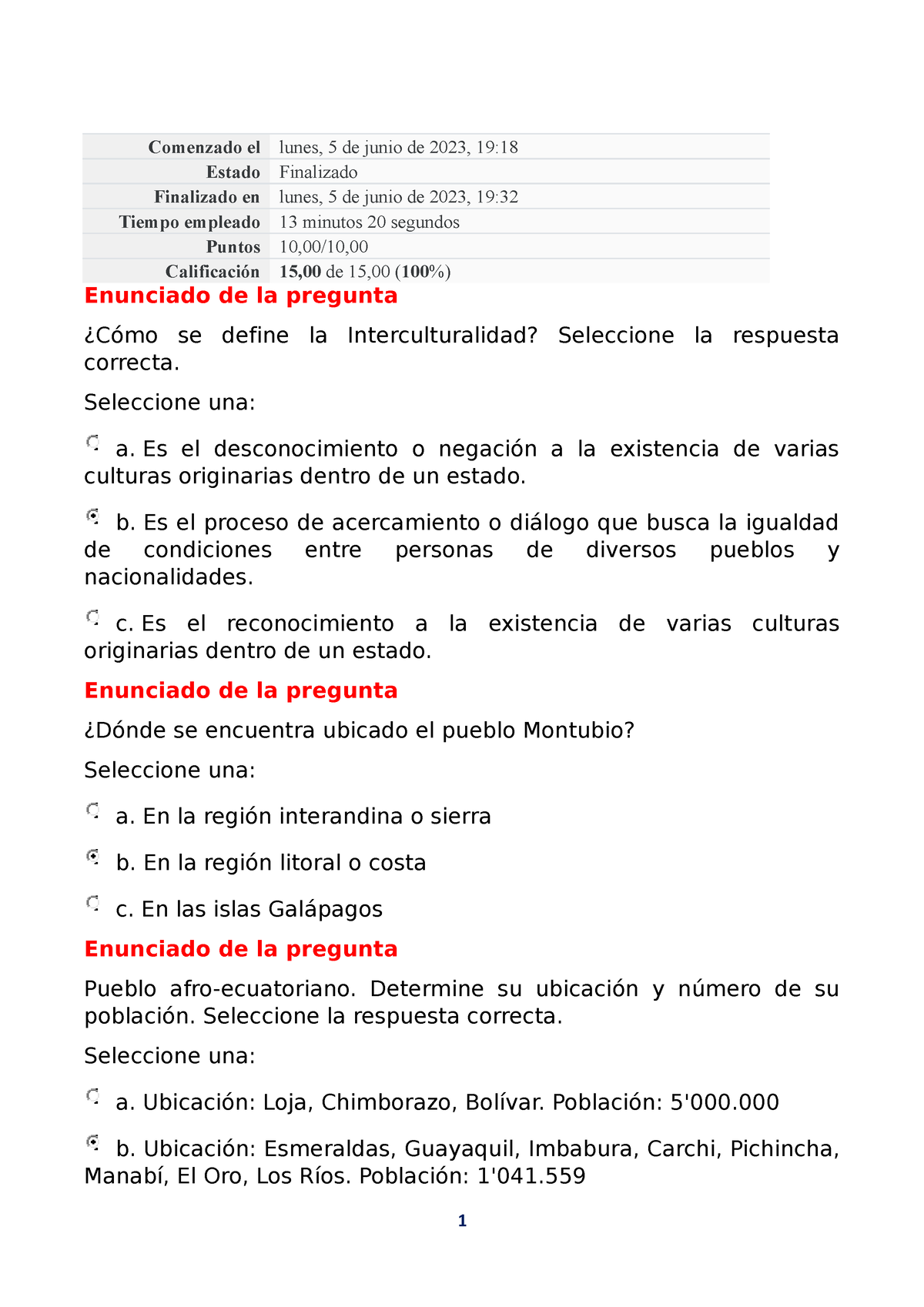 Cuestionario De Realidada Nacional - Comenzado El Lunes, 5 De Junio De ...