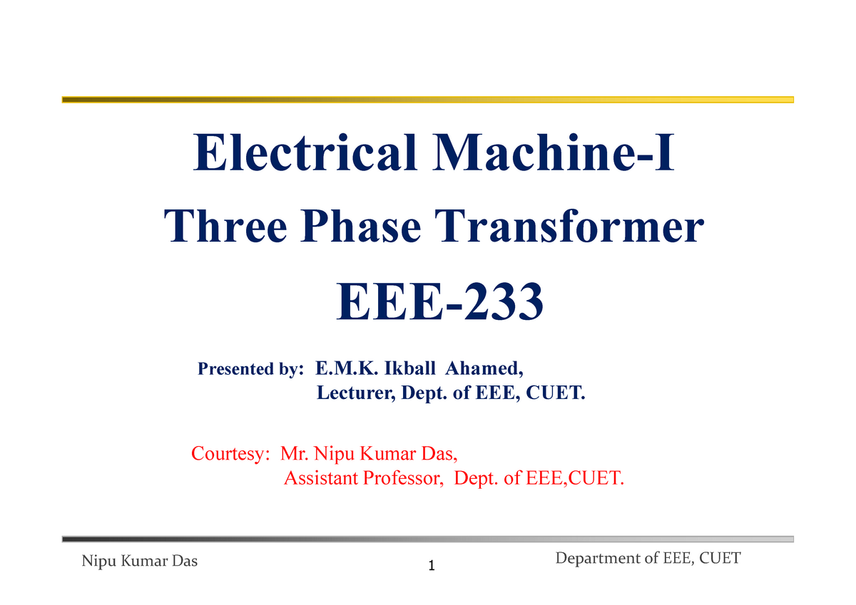 Three Phase Transformer( New) - Electrical Machine-I Three Phase ...