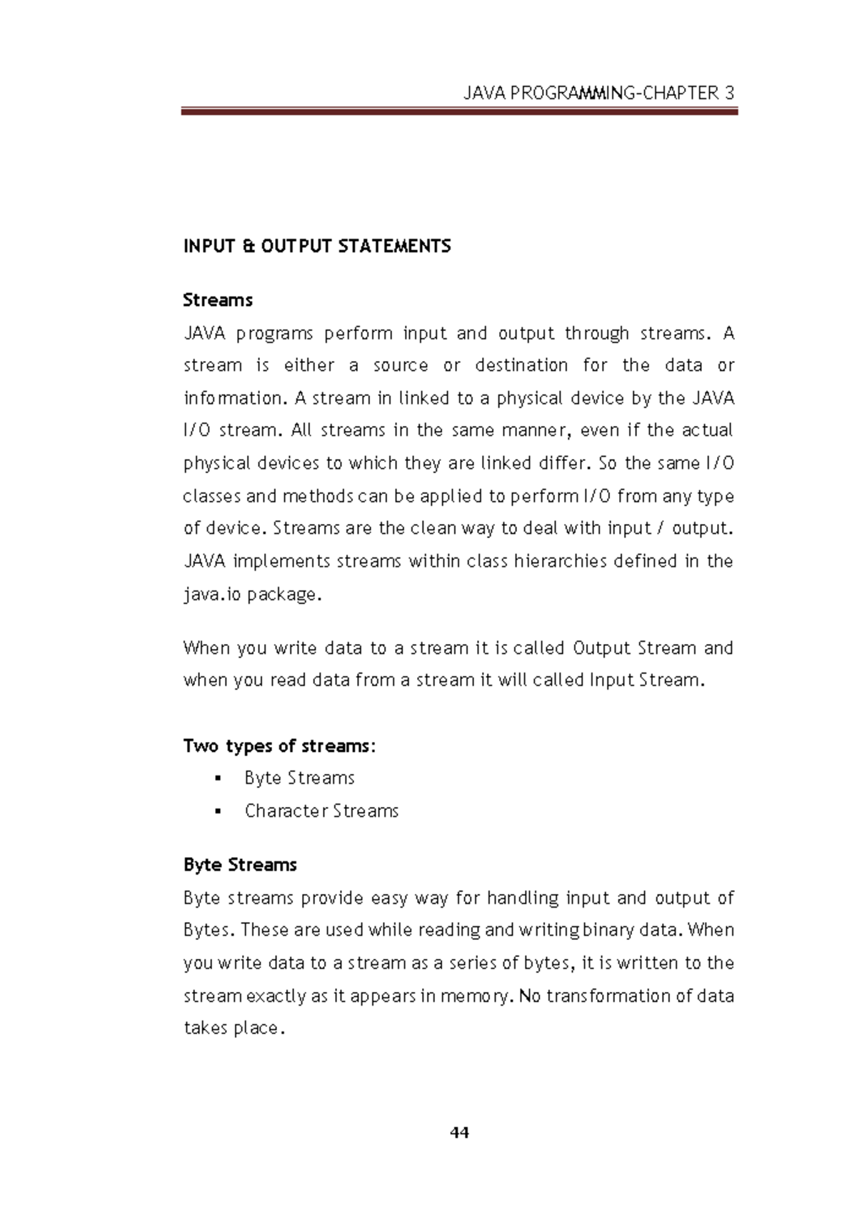 Comprog - JAVA CHAP 3 - Programming - INPUT & OUTPUT STATEMENTS Streams ...