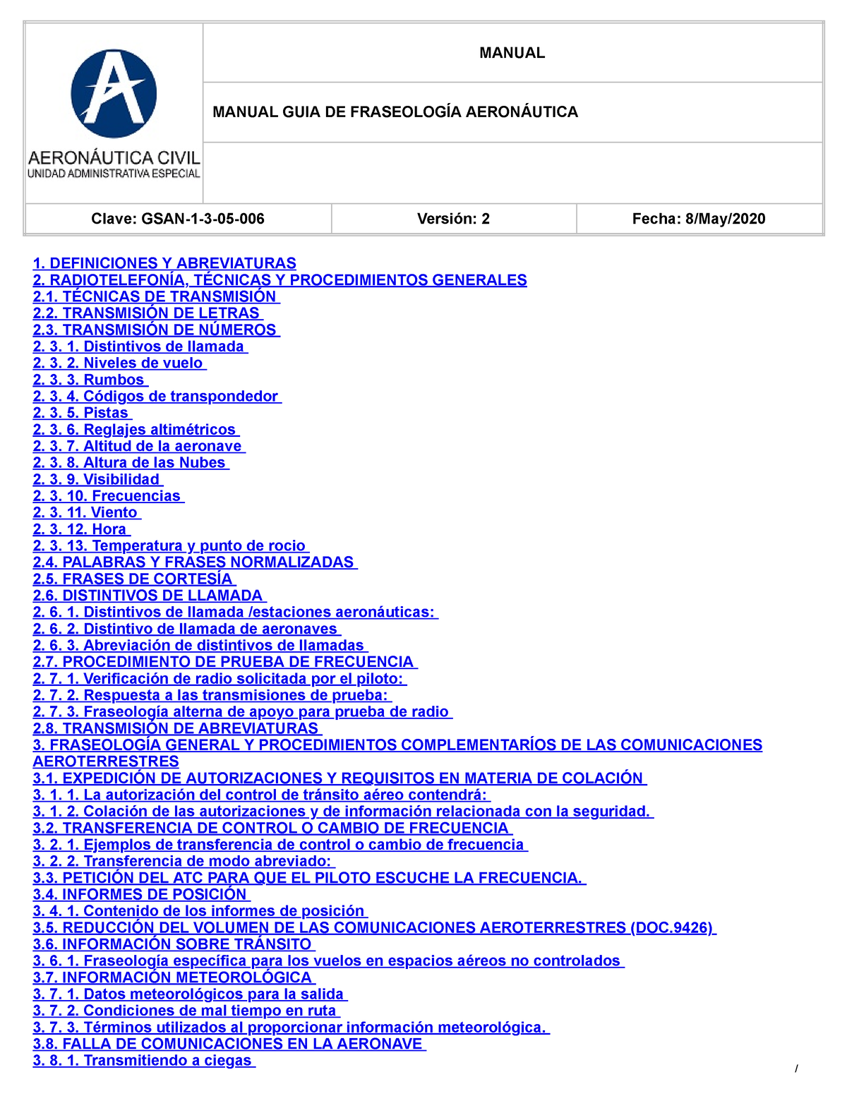 Manual DE Fraseolog A Aerocivil 2020 MANUAL MANUAL GUIA DE