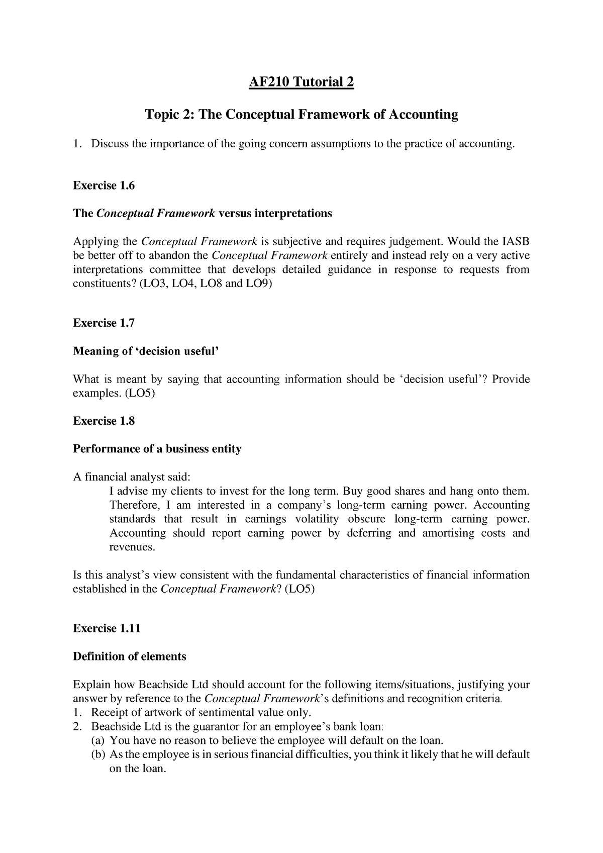 AF210 Tutorial 2 - Exercise 1. 6 The Conceptual Framework versus ...