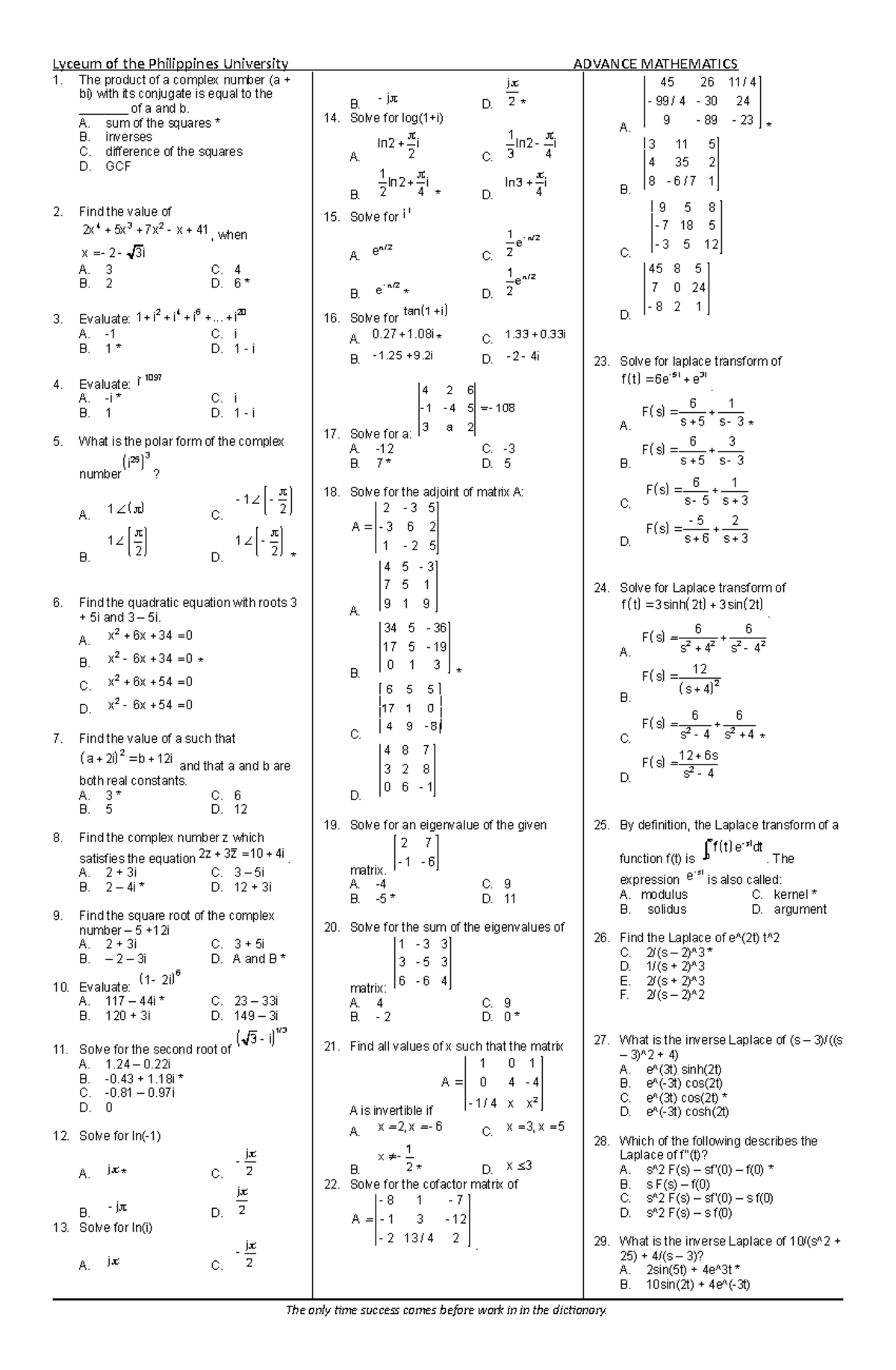 Advance Math - For review - Lyceum of the Philippines University ...