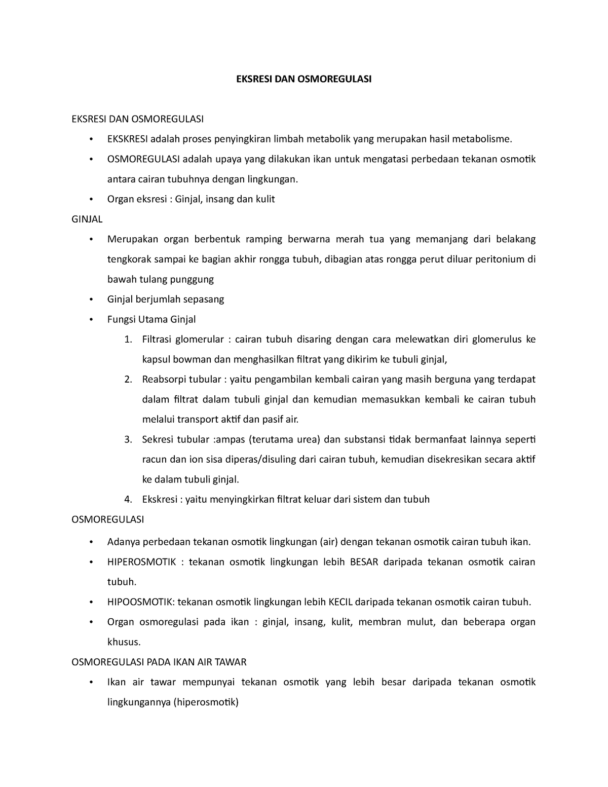 Ikhtiologi Eksresi Dan Osmoregulasi Ikan Eksresi Dan Osmoregulasi Eksresi Dan Osmoregulasi 0773