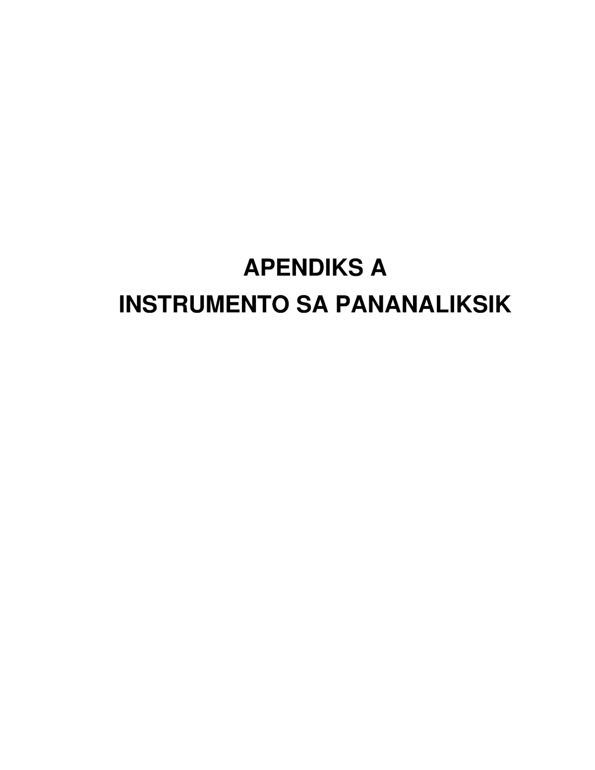 Apendiks Para Kay Reanna Apendiks A Instrumento Sa Pananaliksik Sarbey Kwestyuner Mahal Naming 4049