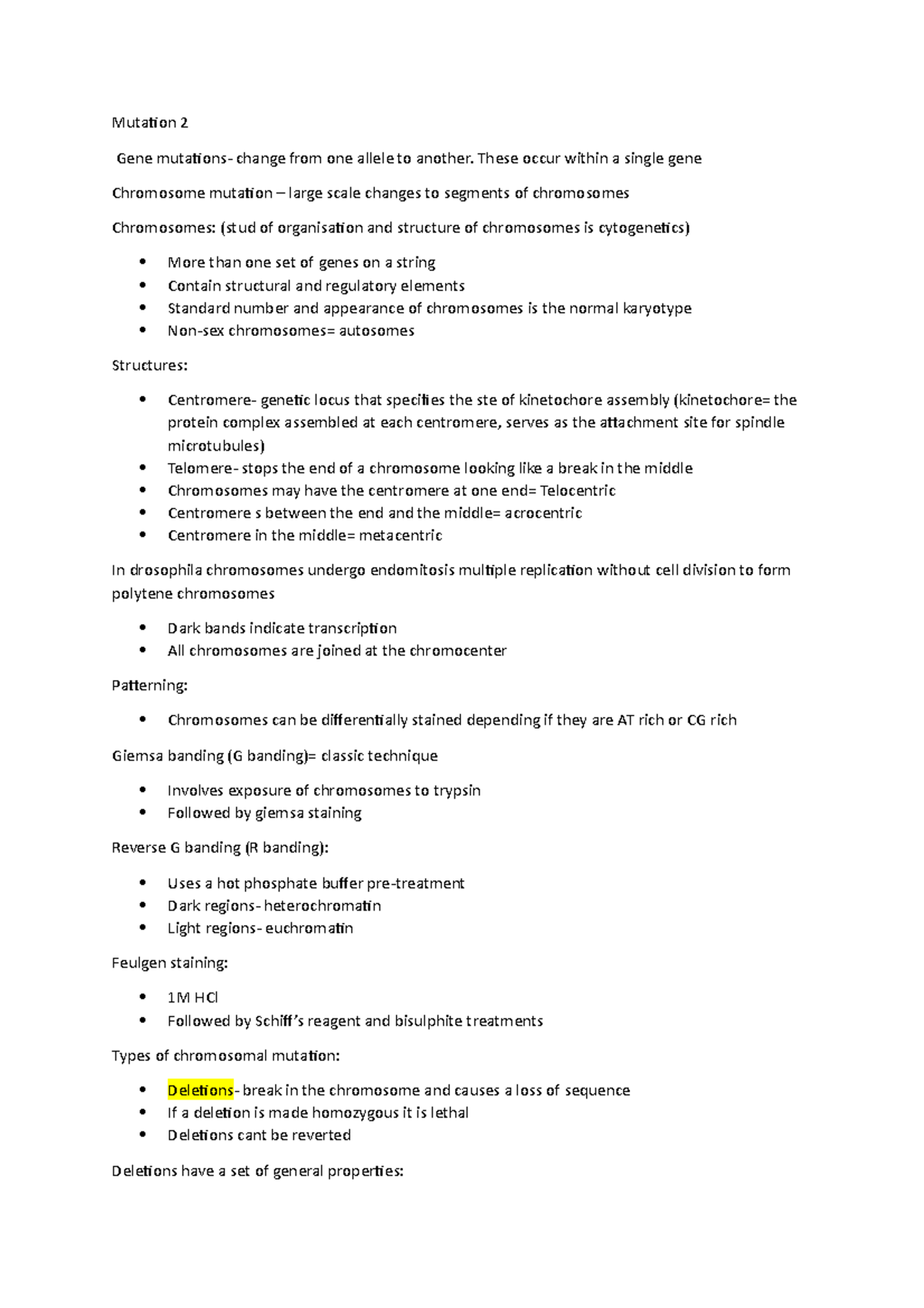 Mutation 2 revision first semster - Mutation 2 Gene mutations- change ...
