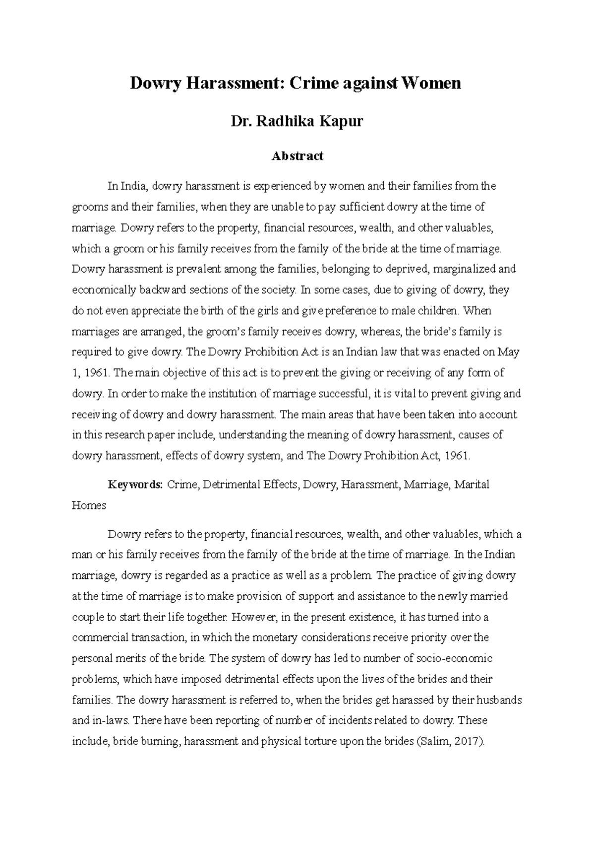 Dowry Harassment V understand Dowry Harassment Crime against Women