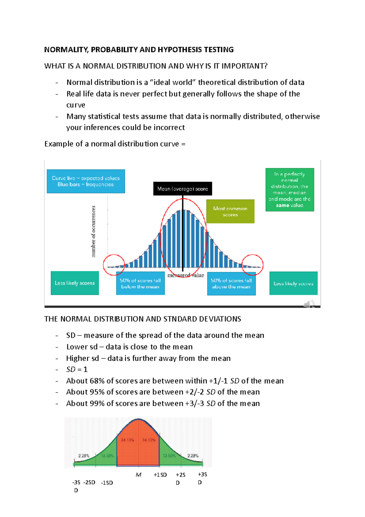 Normality, Probability And Hypothesis Testing - NORMALITY, PROBABILITY ...