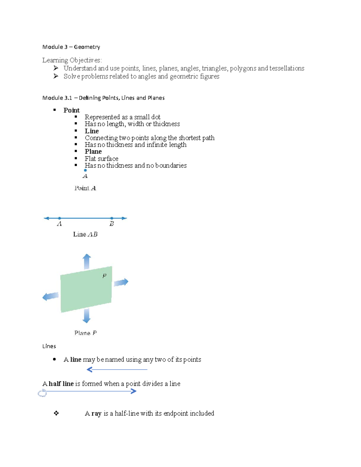 Module 3 Math - Moduel 3 notes - Module 3 – Geometry Learning ...