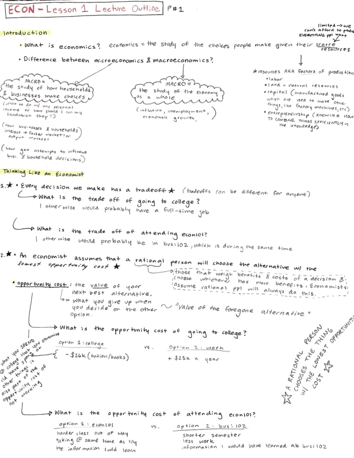 Econ101 Chapter 1 Notes - ECON 101 - Studocu