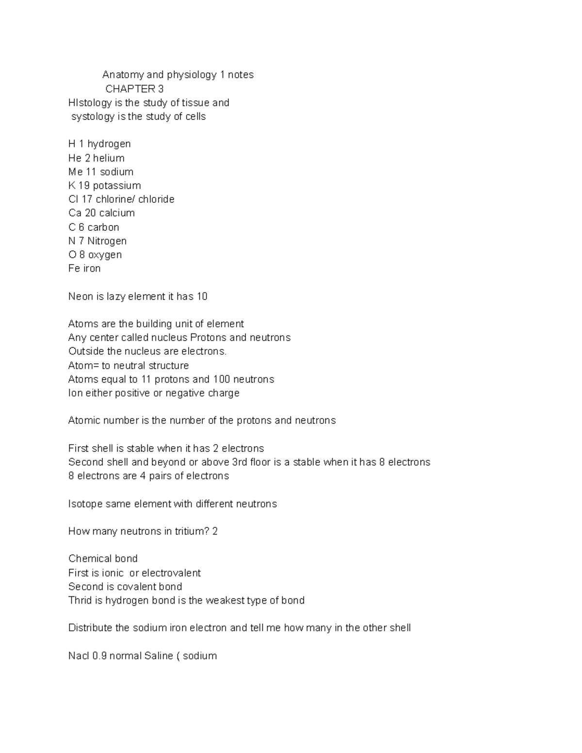 Untitled Document - Notes For Chapter 3,4,and 5 - Anatomy And ...