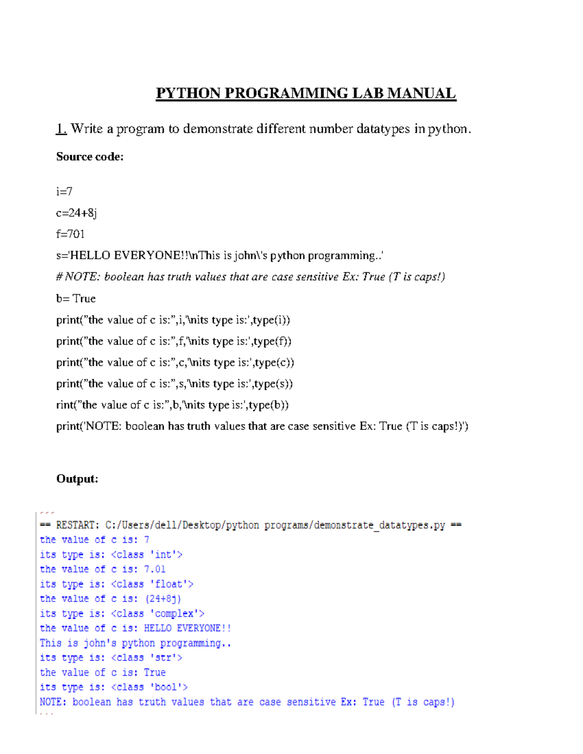 PP-LAB- Manua - Python Programming Fundamental - PYTHON PROGRAMMING LAB ...