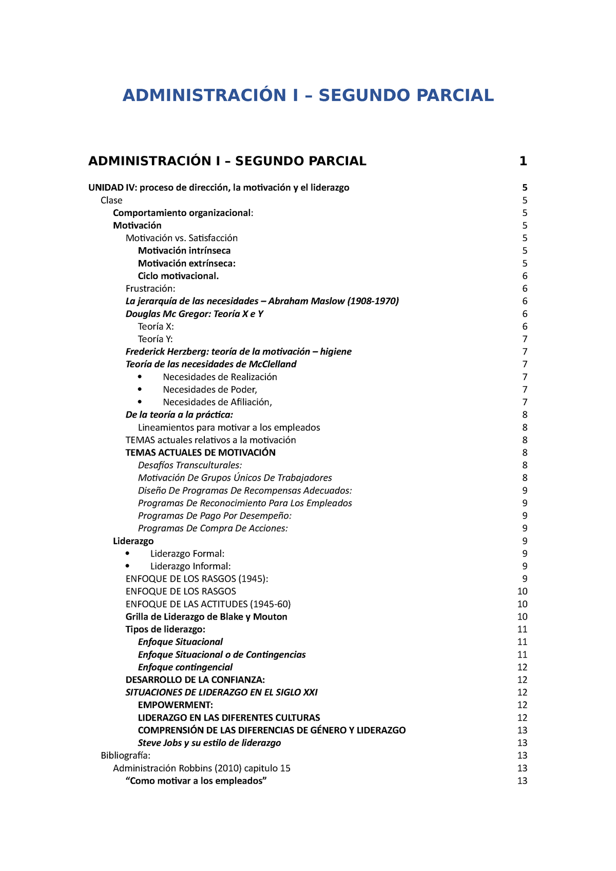 Administración I Segundo Parcial - ADMINISTRACIÓN I – SEGUNDO PARCIAL ...