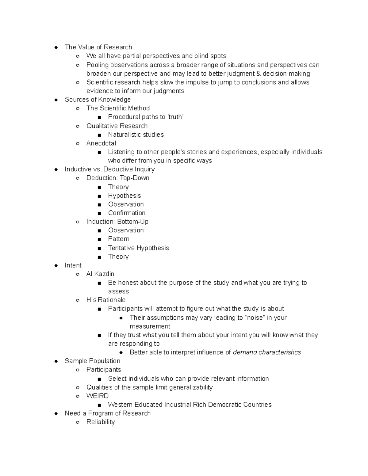 Dynamics of Human Development Notes - The Value of Research We all have ...