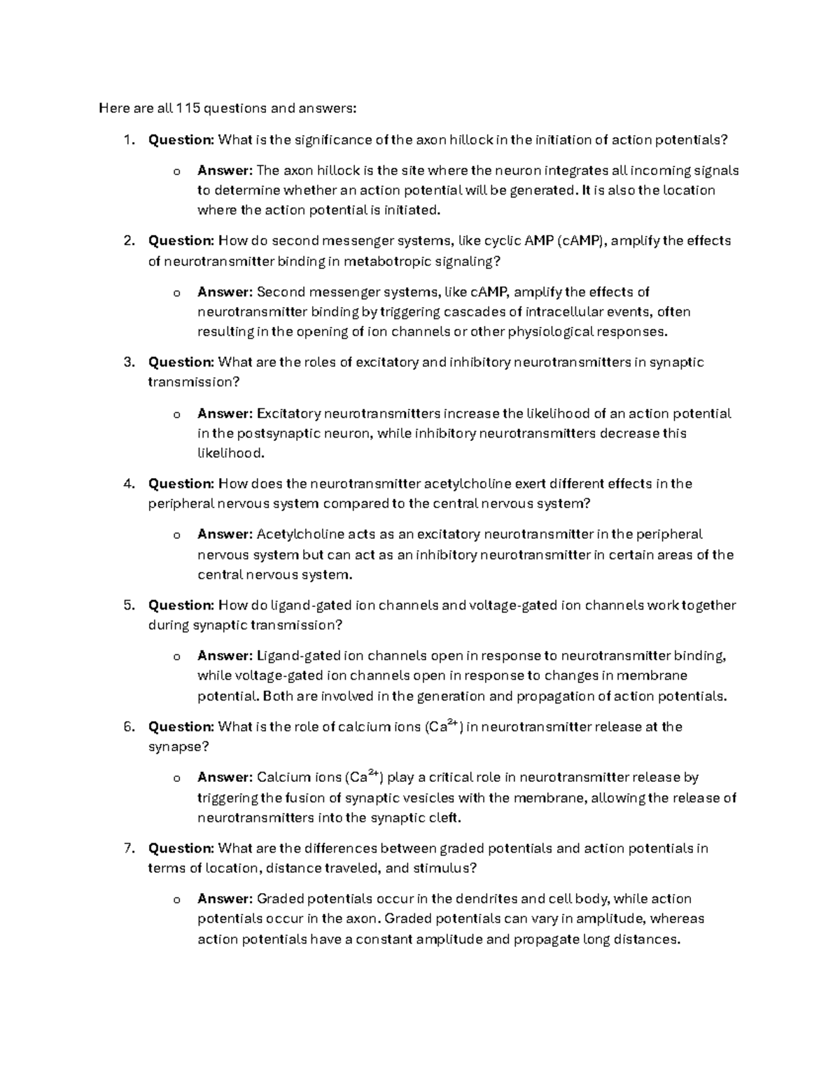 115 questions neurons - Here are all 115 questions and answers: 1 ...