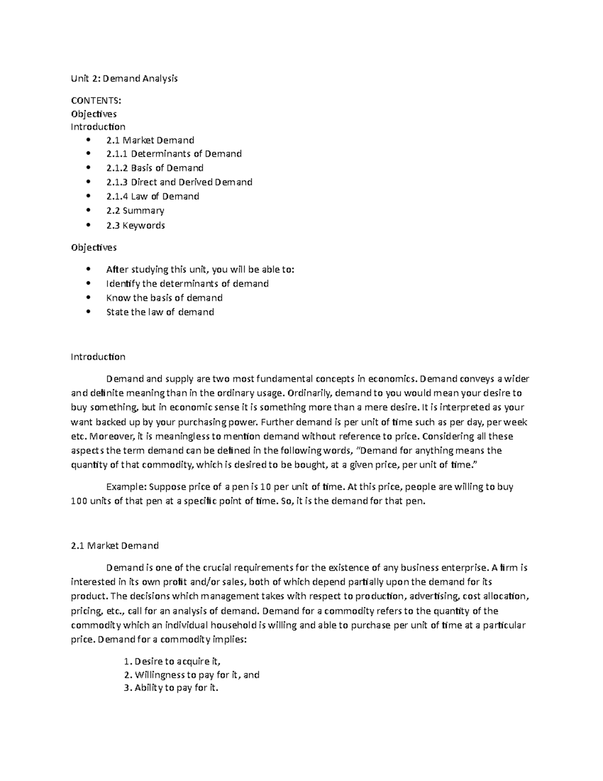 Reading No 2 - This document will discuss about the Demand Analysis ...