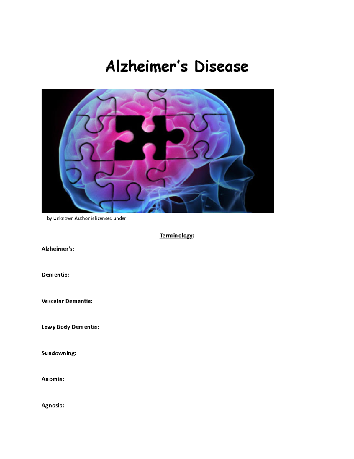 Alzheimers Disease - Studocu
