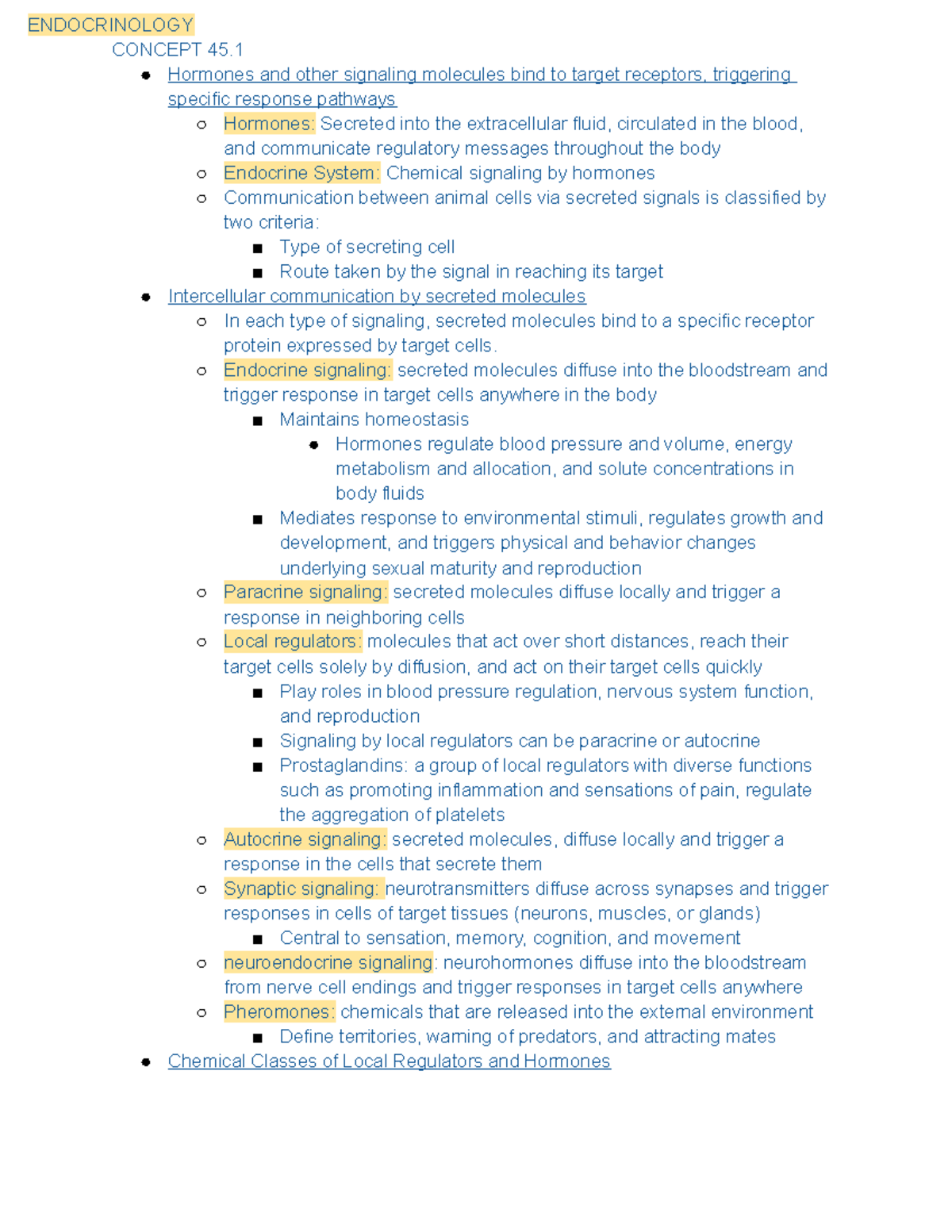 WEEK 10 Endocrinology - Spring 2019 Bio/Zoo 101 - Class - ENDOCRINOLOGY ...
