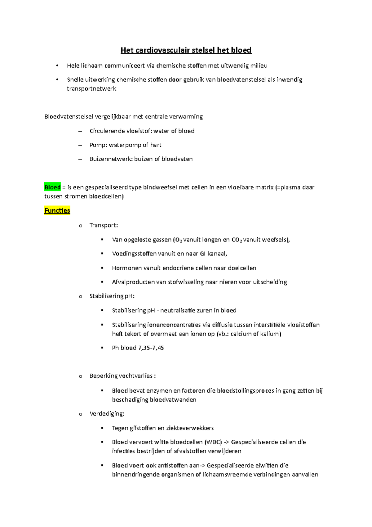 Het cardiovasculair stelsel het bloed calcium