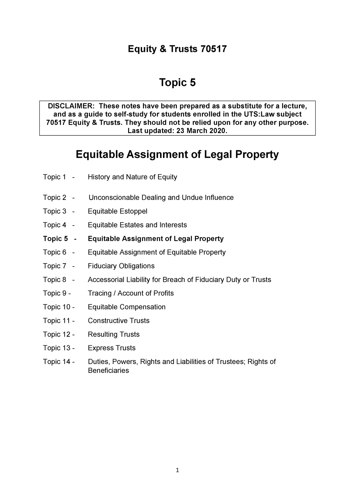equitable assignment example