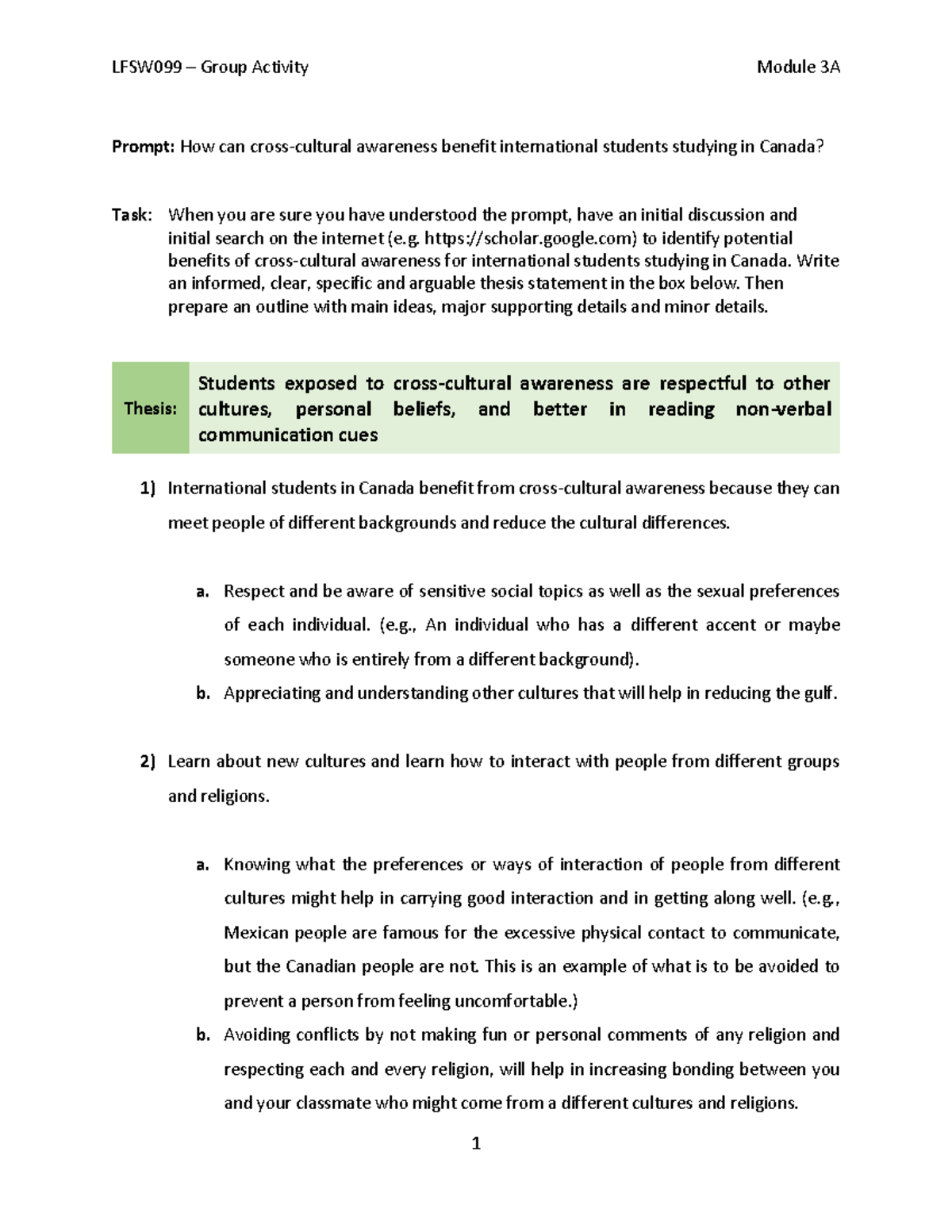 Module 3A-Group Task - Notes - LFSW099 – Group Activity Module 3A 1 ...