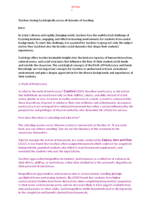 Educ1710 week 1 notes - week 1 lecture notes: what is sociology? date ...