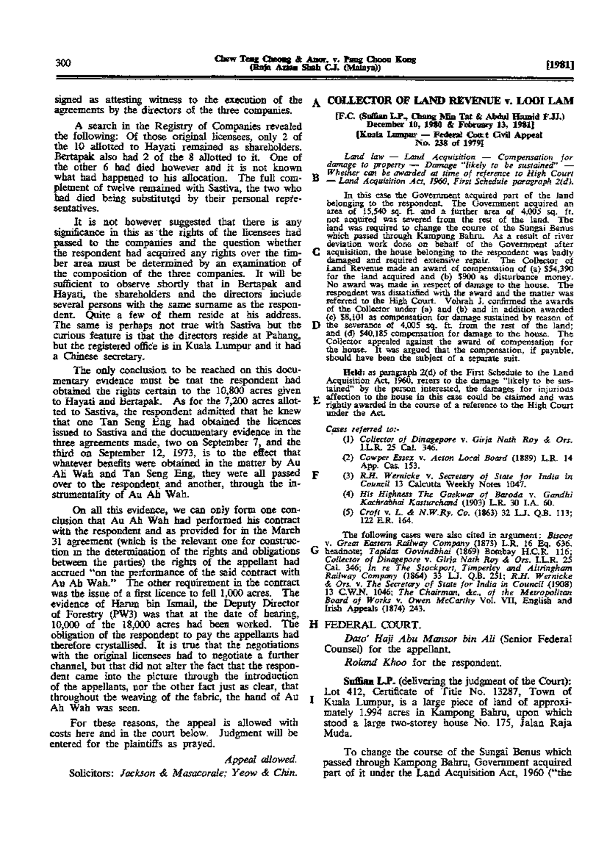 Collector OF LAND Revenue v LOOI LAM dealings in land Studocu