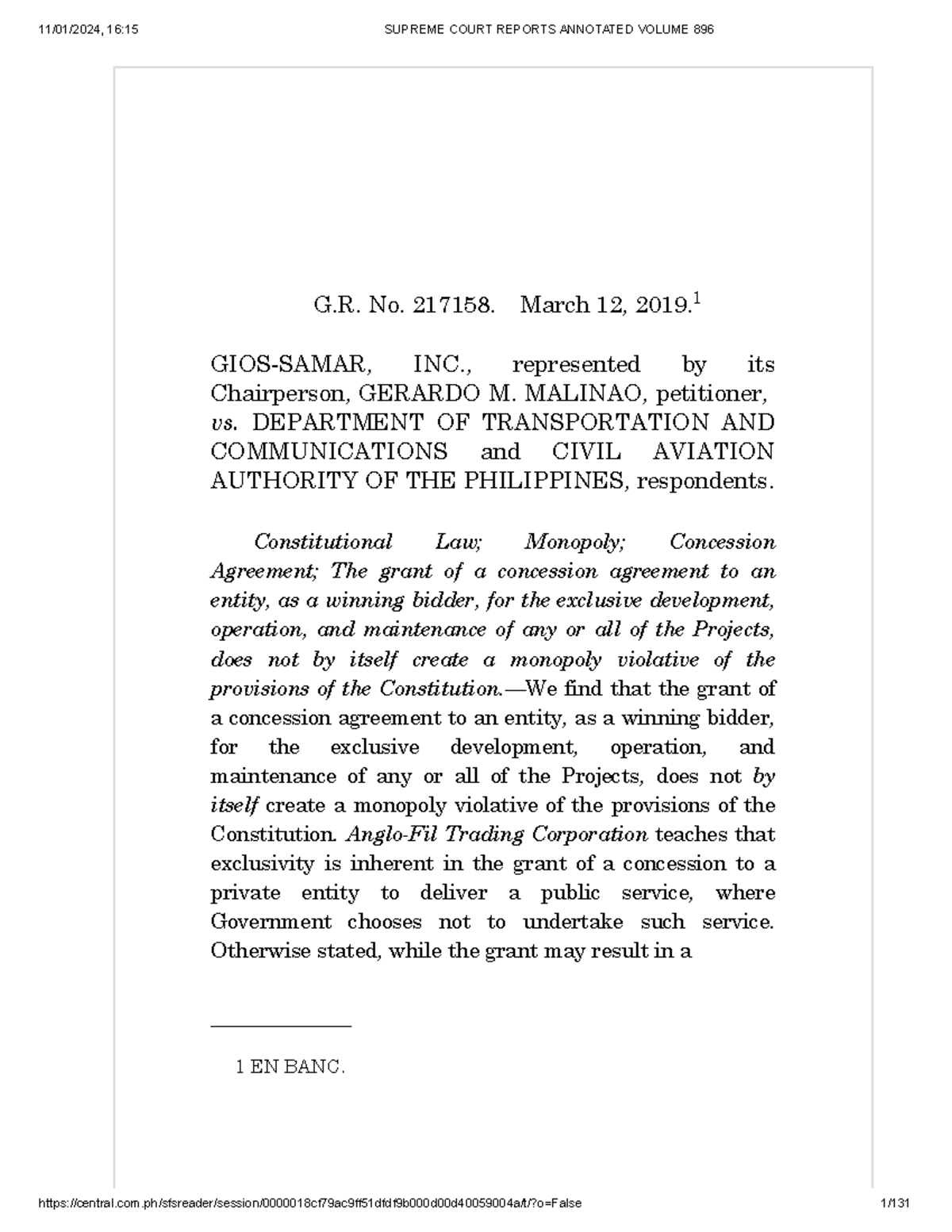Gios-Samar Incorporated Vs Department of Transportation and ...