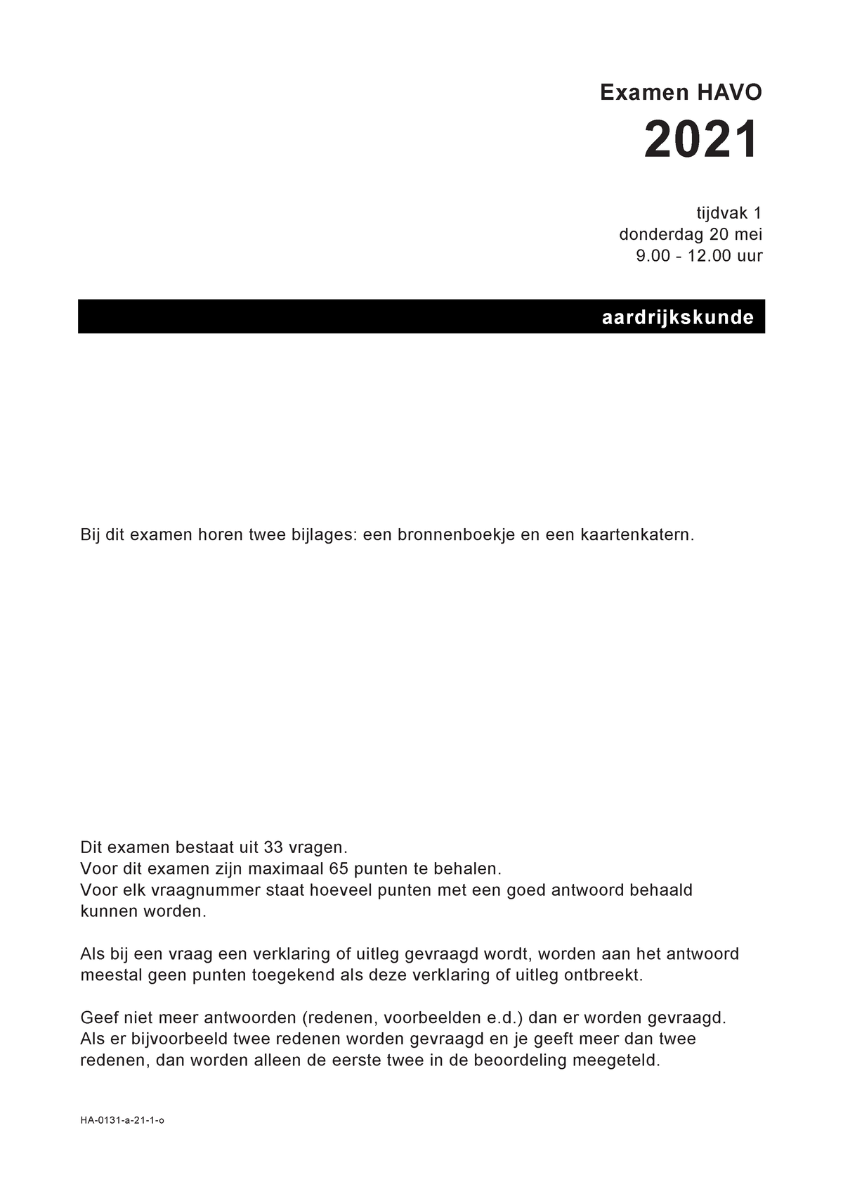 Httpswww.examenblad - Oefenmateriaal - HA-0131-a-21-1-o Examen HAVO ...