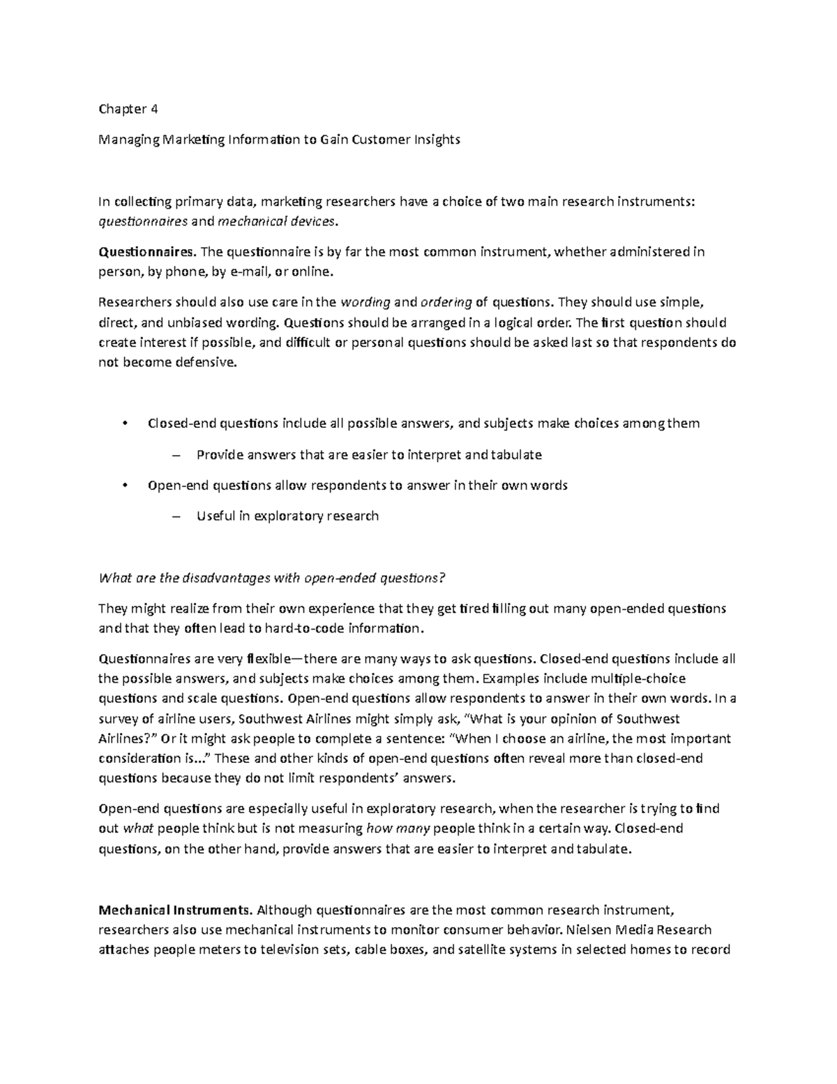 Chapter 4j - Lecture notes 4 - Chapter 4 Managing Marketing Information ...