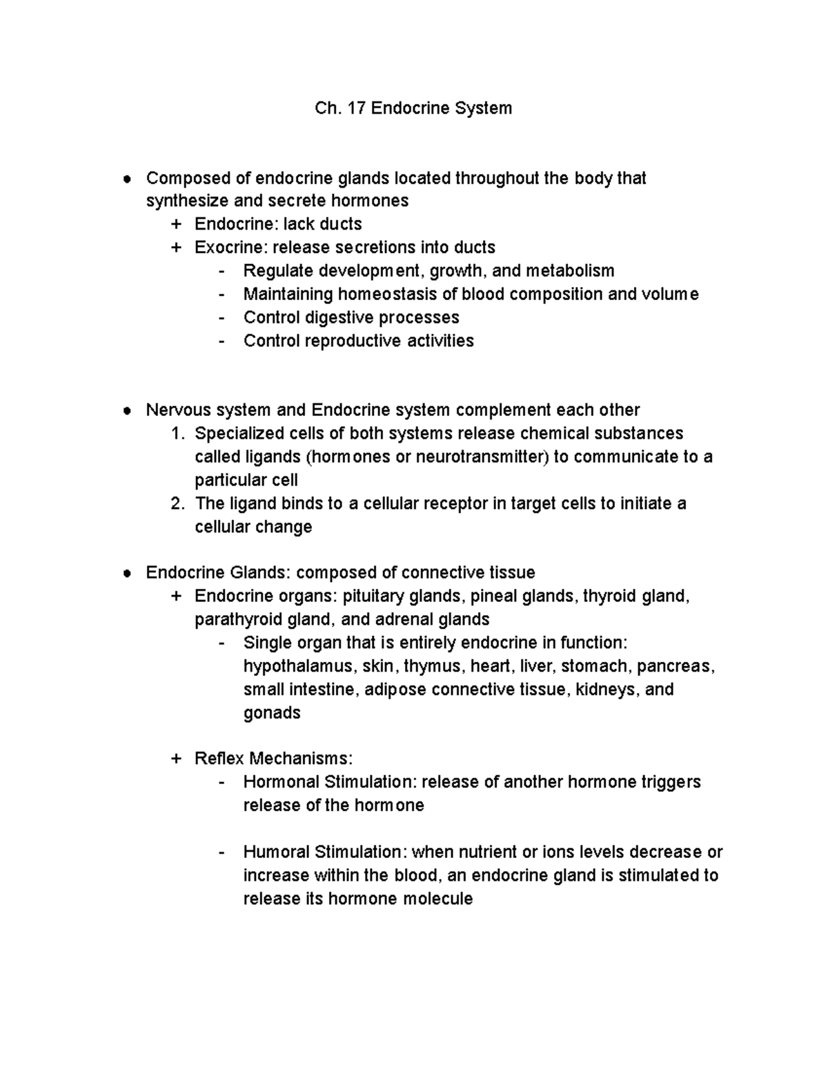 Ch. 17 Endocrine System - Ch. 17 Endocrine System Composed Of Endocrine ...