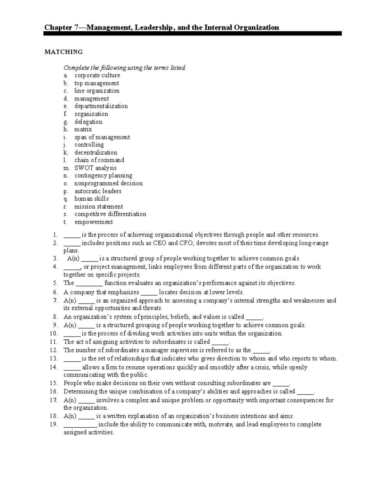 Ch07 testbank - Midterm and final exam multiple choice questions are ...