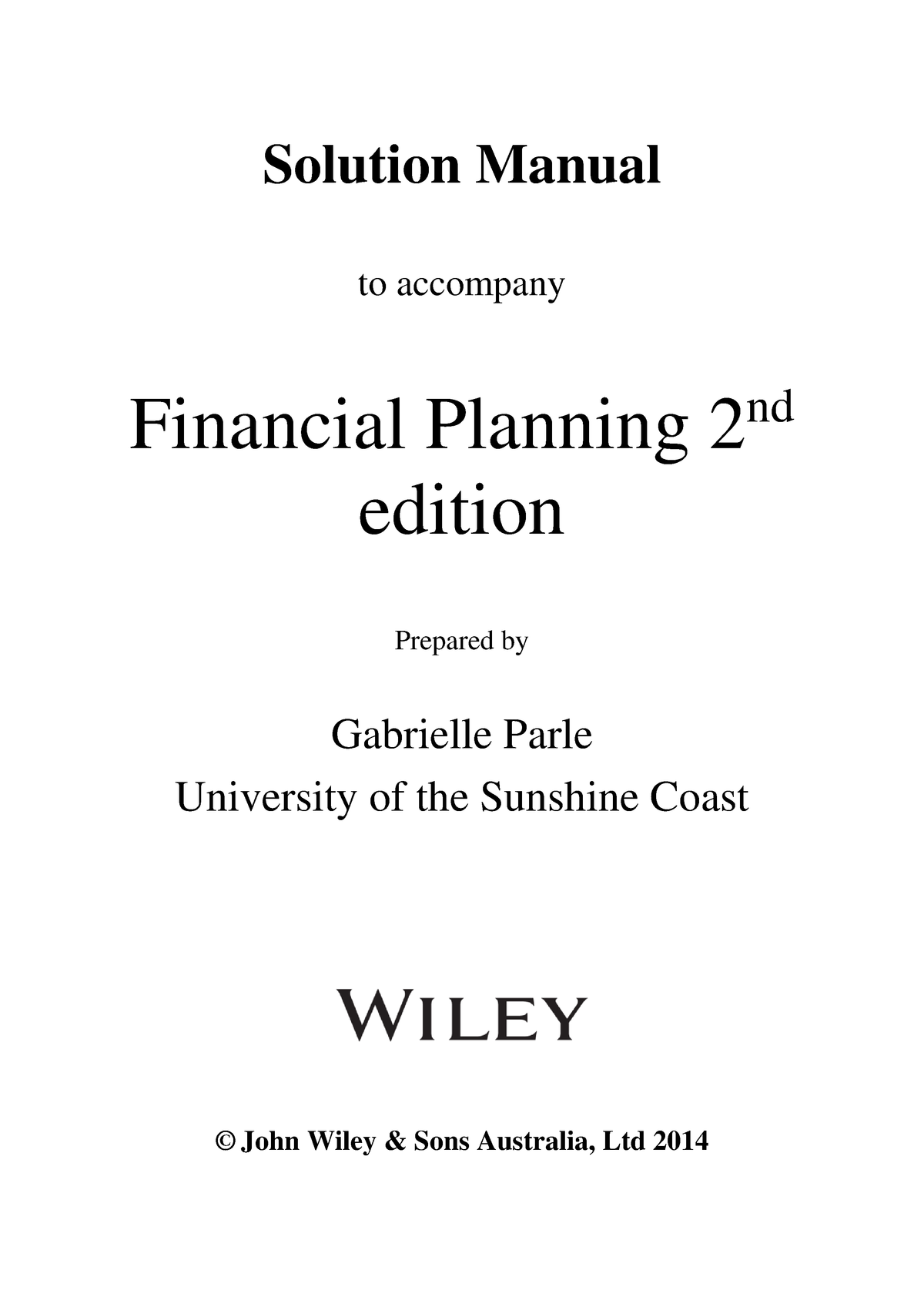 Solution Manual Financial Planning Fina306 Studocu - 