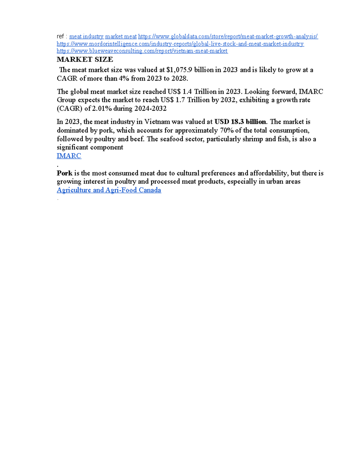 references of lecture ref meat industry market meat Studocu