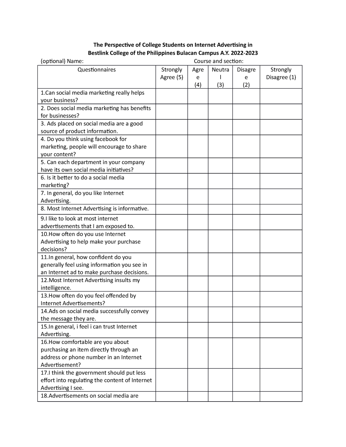 Survey - The Perspective of College Students on Internet Advertising in ...