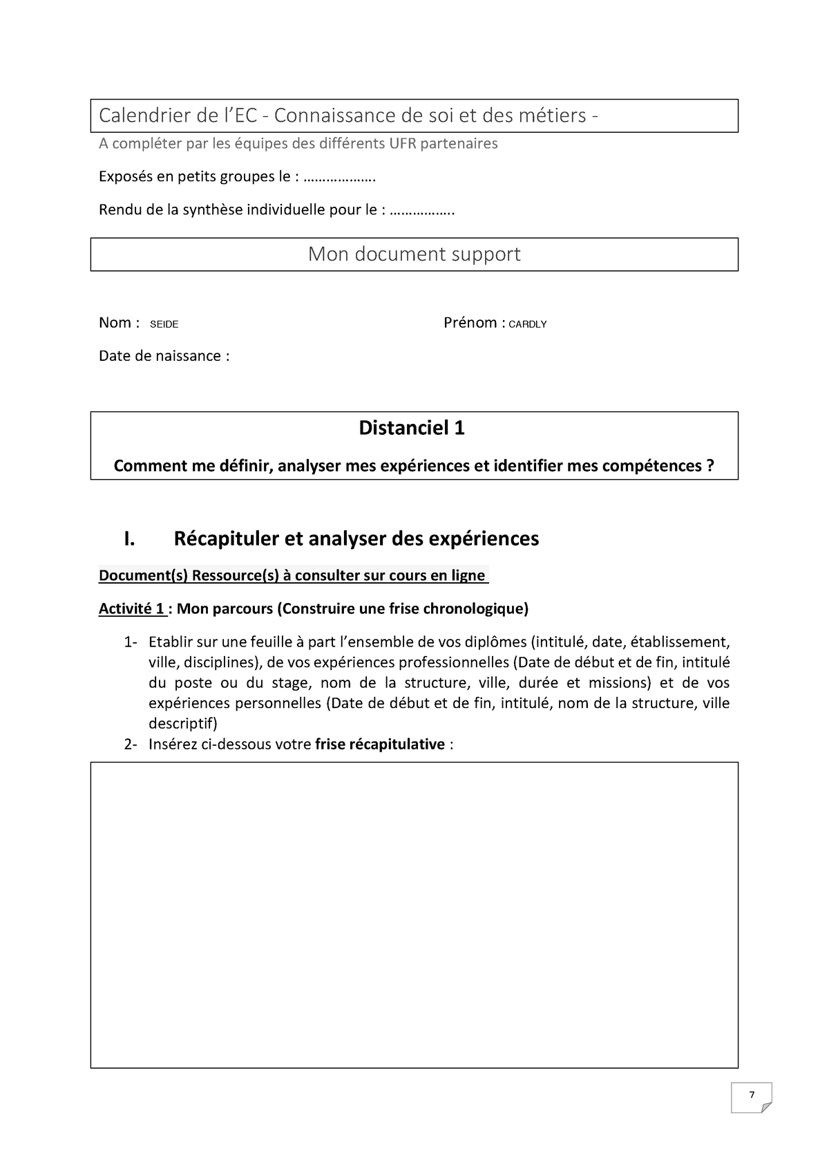 D1-Vos Exp Ã©riences Et Vos Comp Ã©tences - Copie - Calendrier De L’EC ...