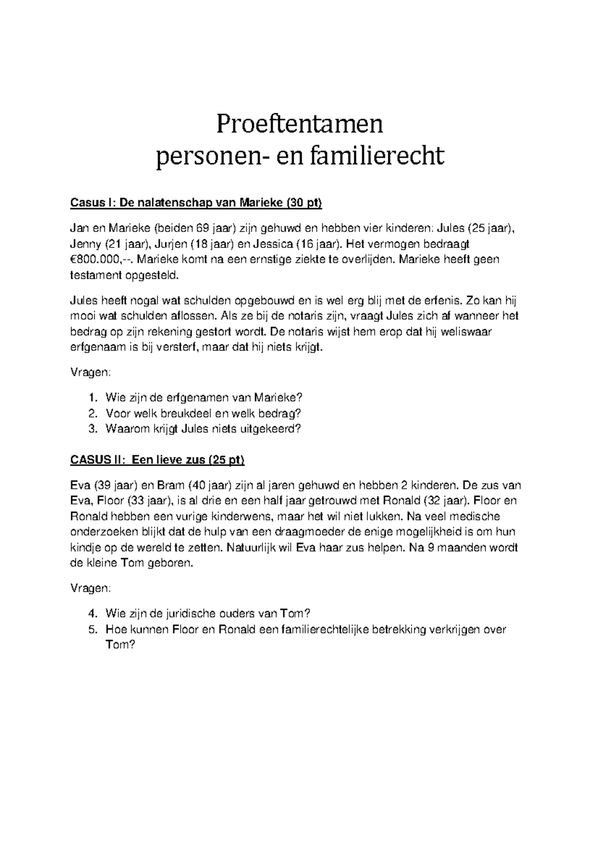 Tentamen 4 November 2012, Vragen En Antwoorden - Proeftentamen Personen ...