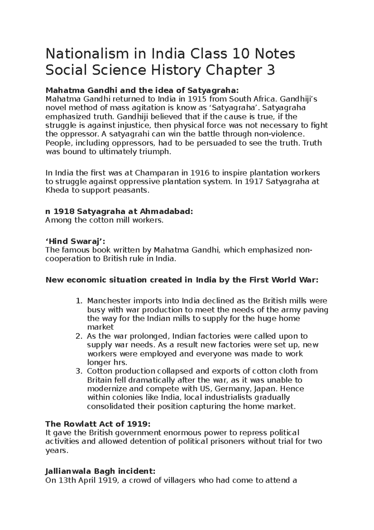 case study questions class 10 nationalism in india