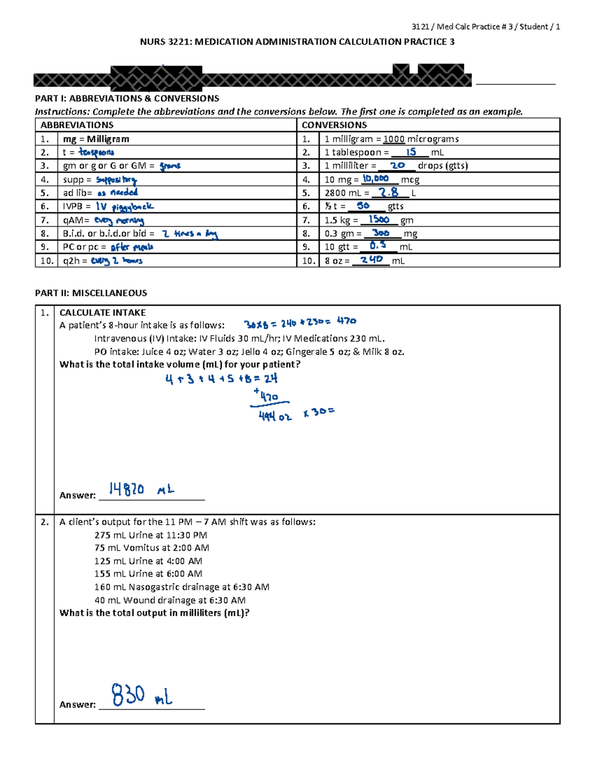 Medication Calculations - NURS 3221 : MEDICATION ADMINISTRATION ...