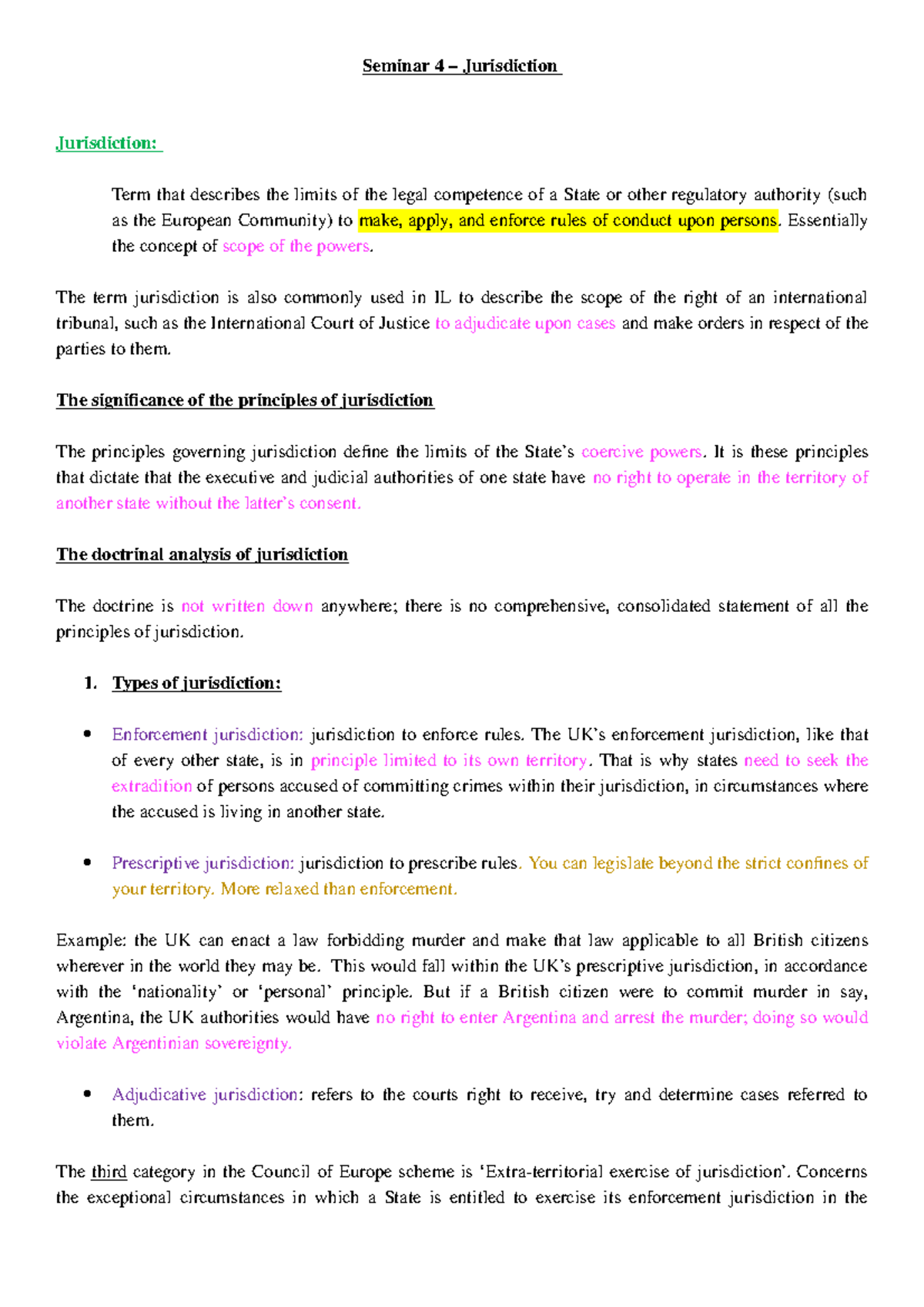 General Principles of International Law - Seminar on Jurisdiction ...