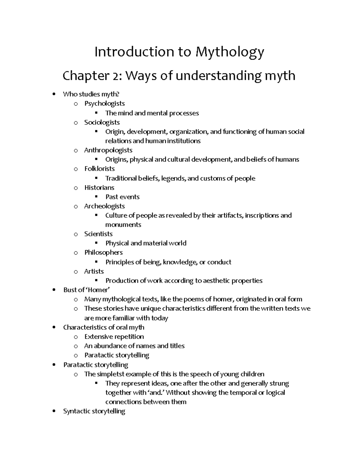 World Mythology - Chapter 2 Notes - Introduction To Mythology Chapter 2 ...