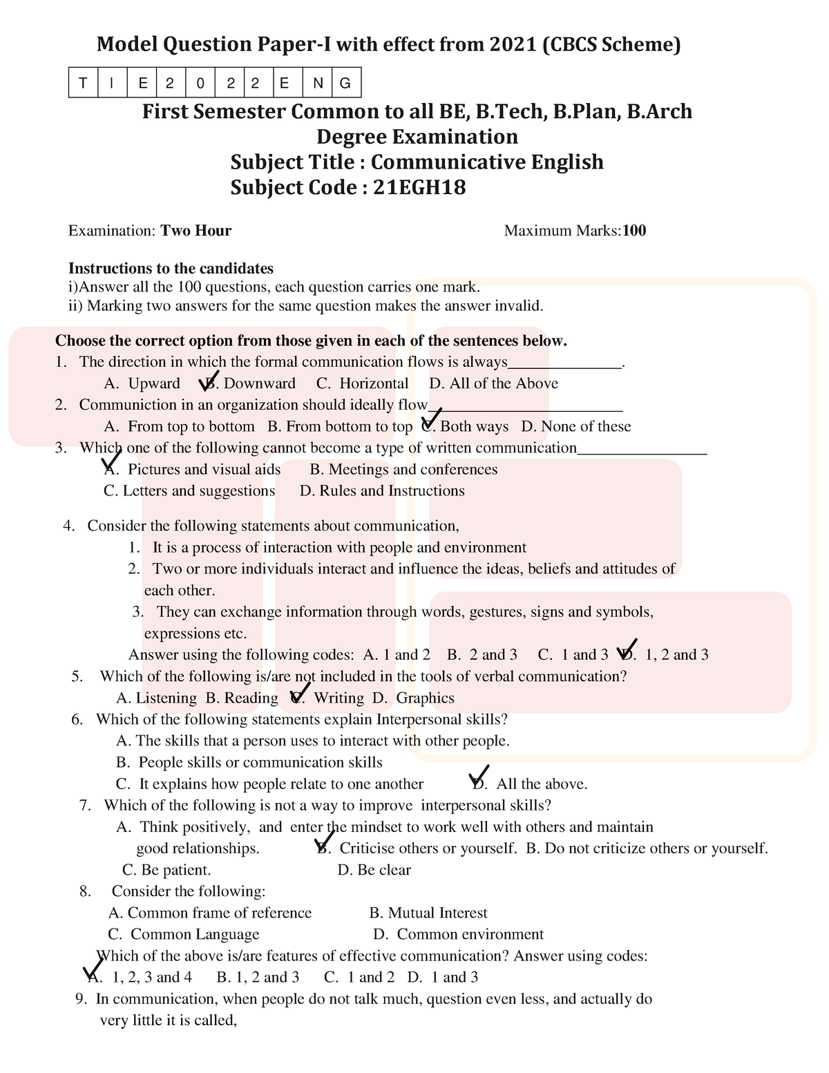 21EGH18set1 (1) - Bbbnm - Model Question Paper-I With Effect From 2021 ...