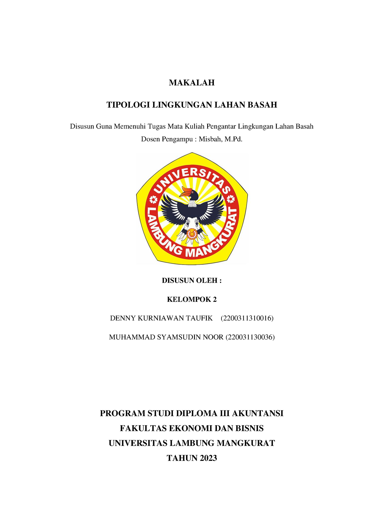 Makalah Tipologi Lingkungan Lahan Basah - Kelompok 2 - MAKALAH TIPOLOGI ...