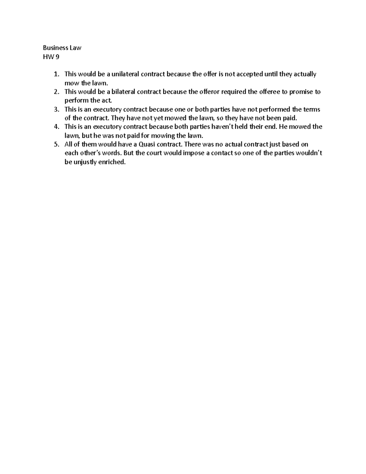 Business Law Homework number 9 - ACCT 352 - UD - Studocu