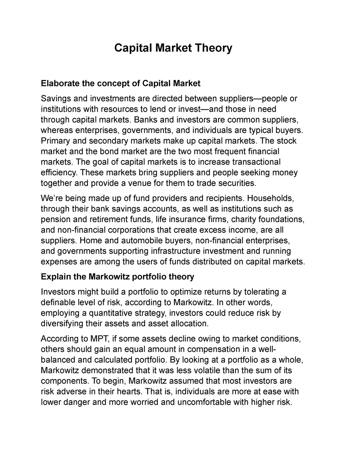 dissertation topics on capital market