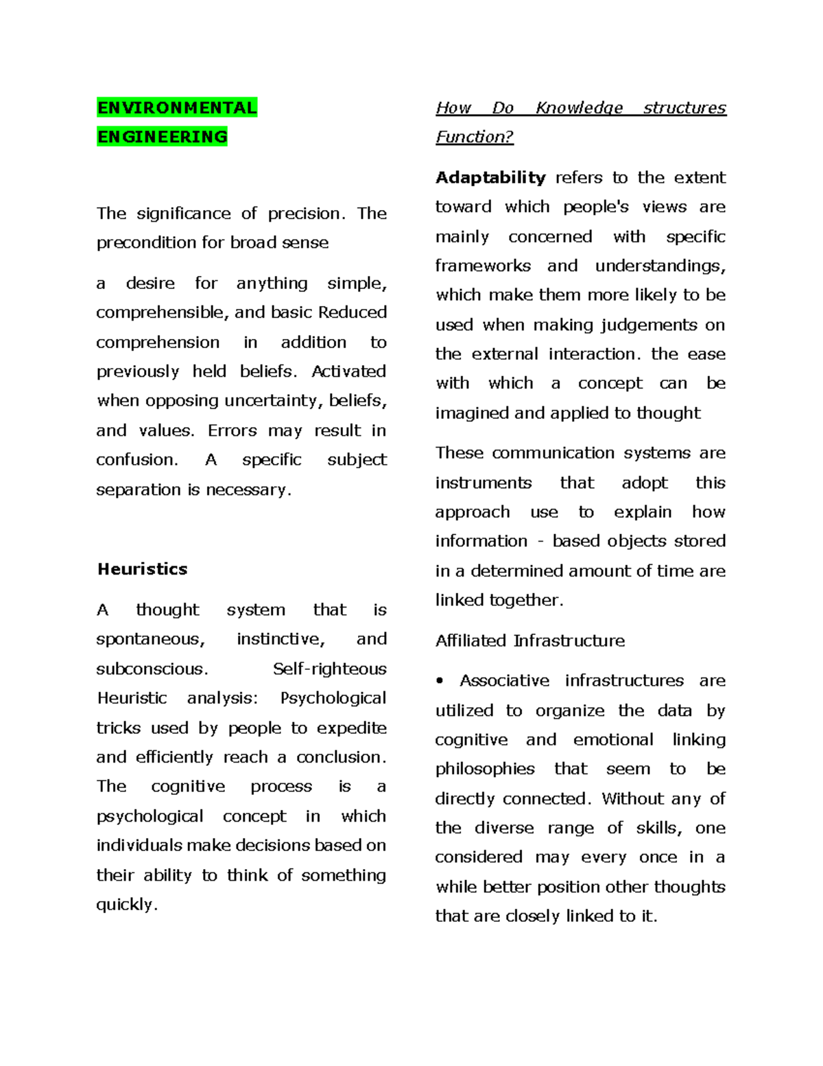 Environmental Engineering - ENVIRONMENTAL ENGINEERING The significance ...