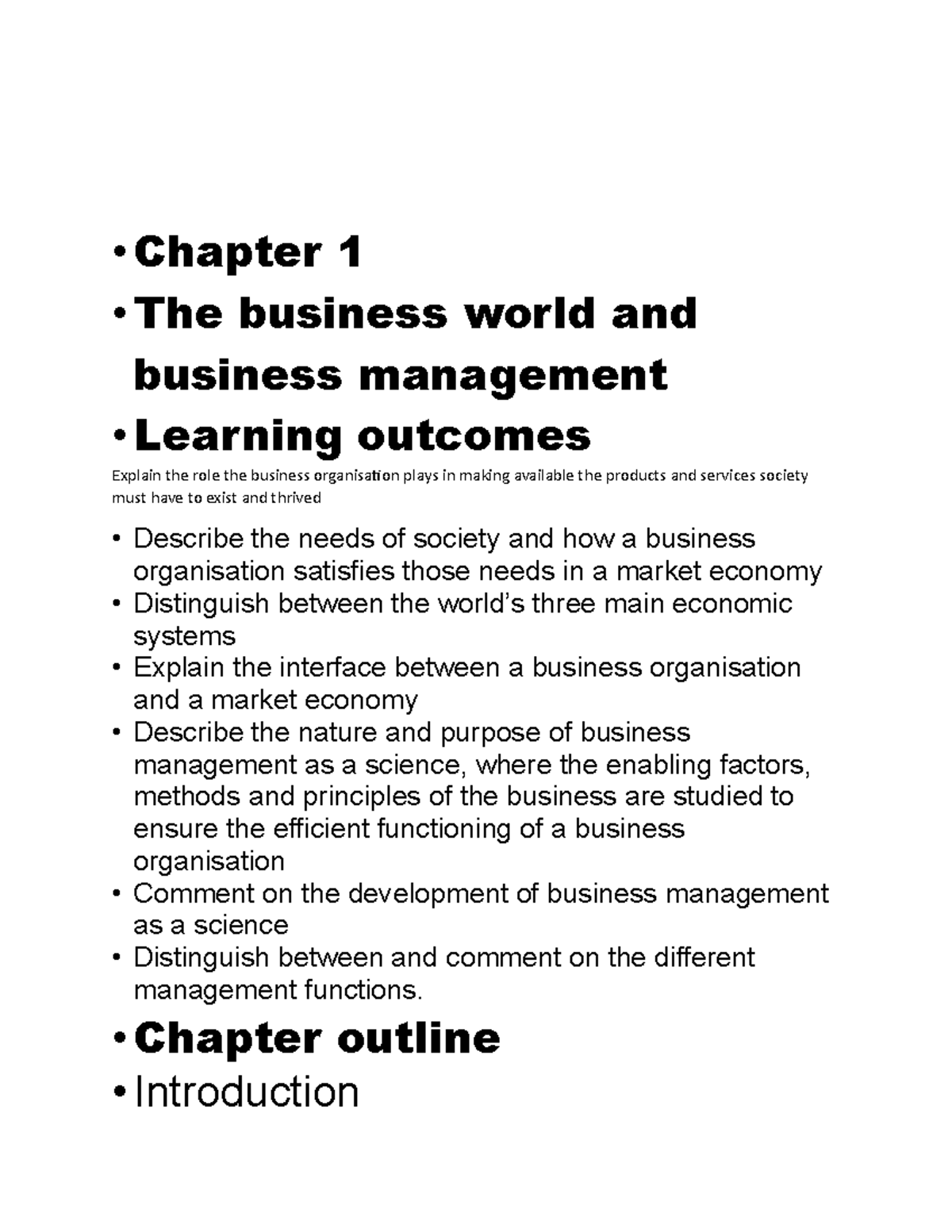 Chapter 1 THE Business THE World AND Business Magemennt - Chapter 1 The ...