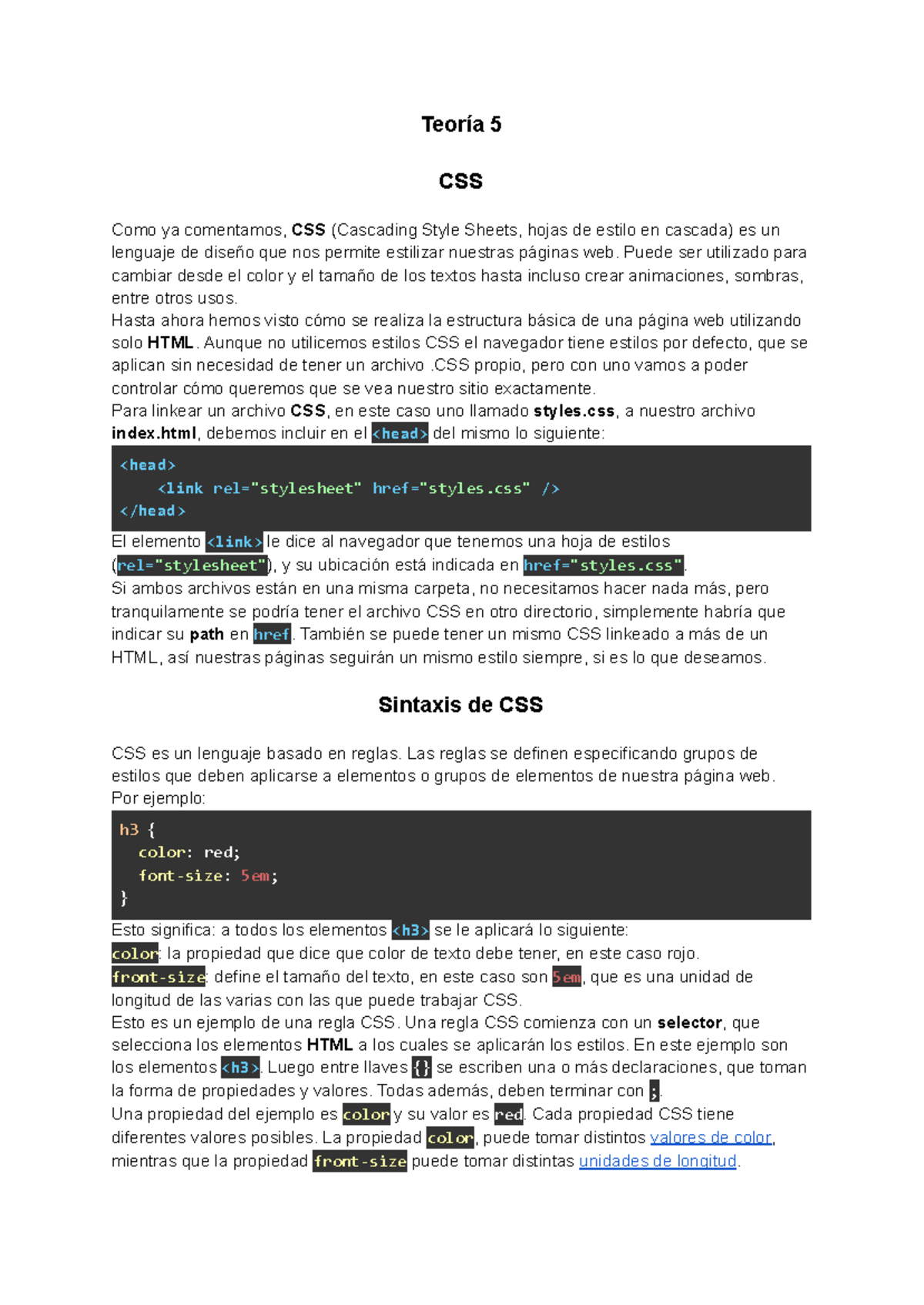 Resumen CSS - css - Teoría 5 CSS Como ya comentamos, CSS (Cascading ...