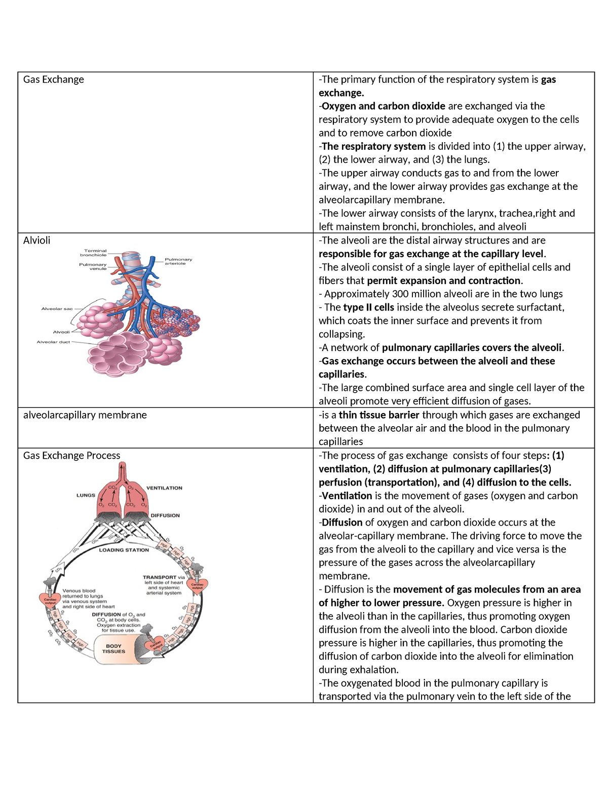 Impaired gas exchange, ARF and ARDS notes - Gas Exchange -The primary ...